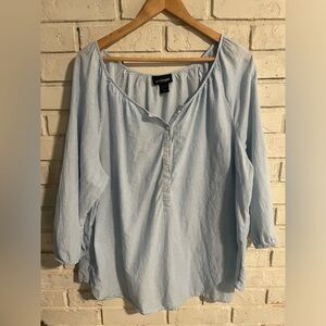 LANE BRYANT 18/20 100% pinstriped blouse EUC